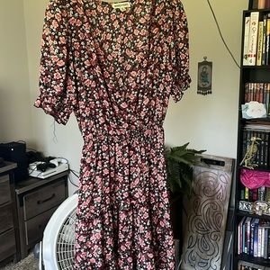 Deep V neck floral dress
